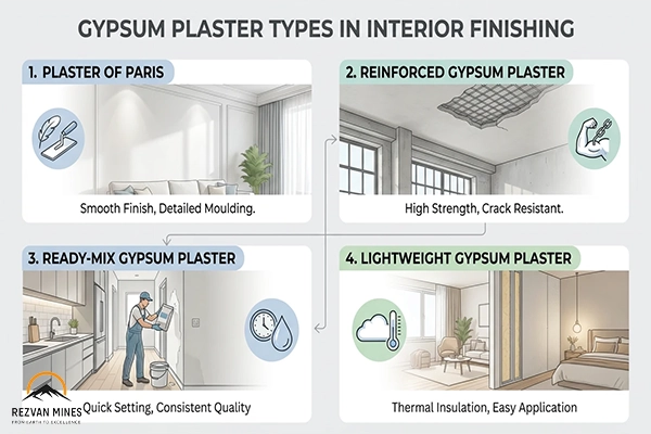 فوائد لياسة الجبس 2 Types of Gypsum Plaster Used in Interior Finishing