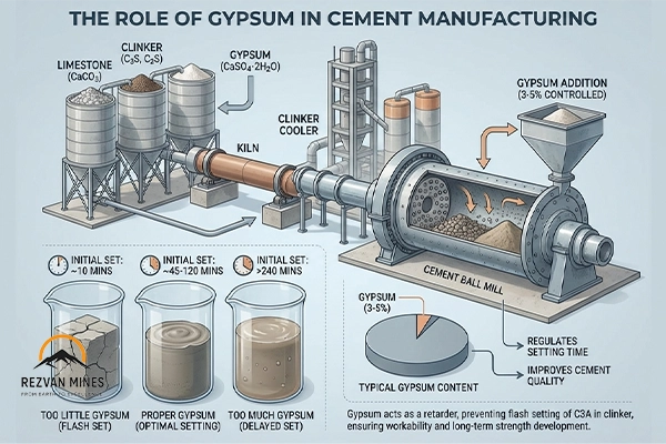 Gypsum in Cement Manufacturing: Role, Percentage, and Quality Impact 1 Gypsum Percentage in Cement: How Much Is Used and Why