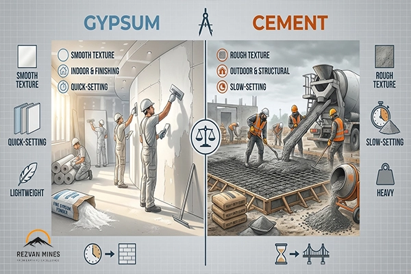 Gypsum vs Cement: Critical Differences in Construction Applications 1 Gypsum vs Cement Plaster: Key Differences in Application