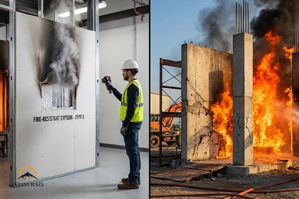 Gypsum vs Cement: Critical Differences in Construction Applications 3 Gypsum vs Cement: Fire Resistance and Safety Performance