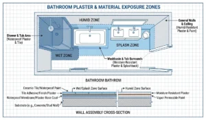 gypsum plaster in bathroom