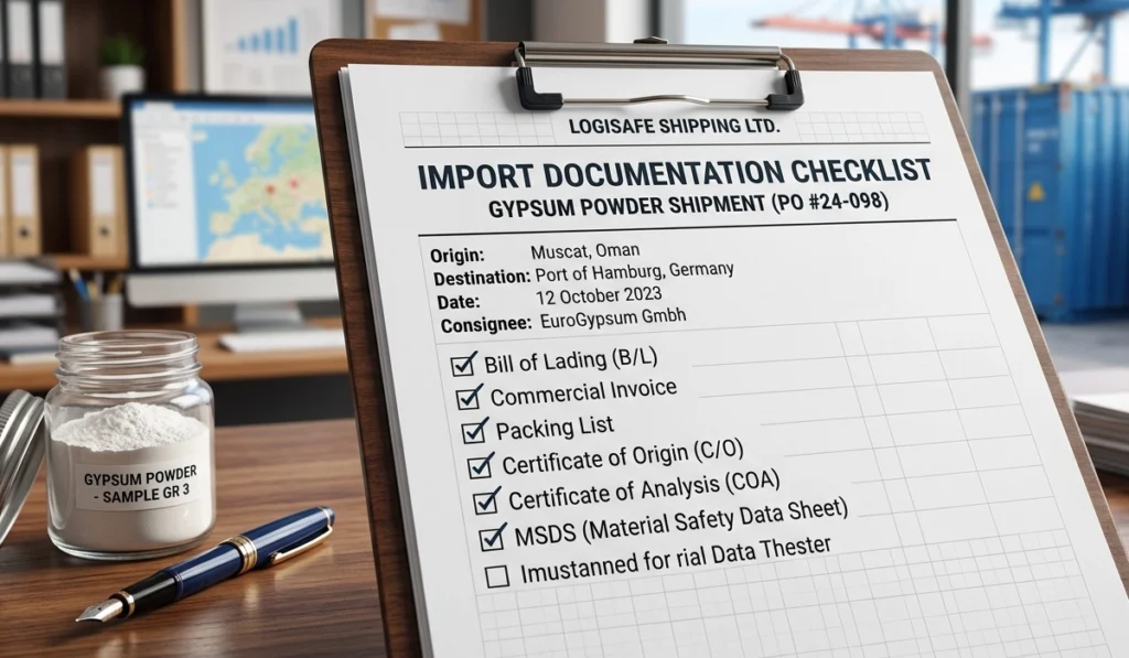 Gypsum HS Code and Import Documents: What Buyers Need Before They Ship 1 Import document checklist for a gypsum powder shipment